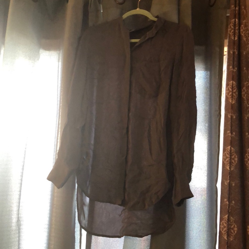 Gray button down shirt